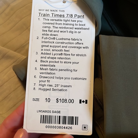 Lululemon Train Times 7/8 Pants Sage NWT - Picture 7 of 7
